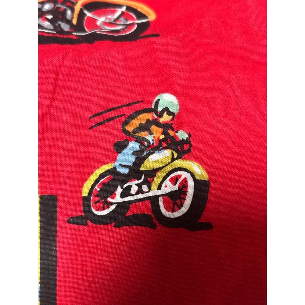 Nick & Nora Mens Red Vintage Motorcycle Graphic Cotton Pajama Set Large - CJ